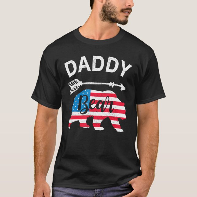 Camiseta Daddy Bear Papa Bear American Flag 4th of July Fat (Anverso)