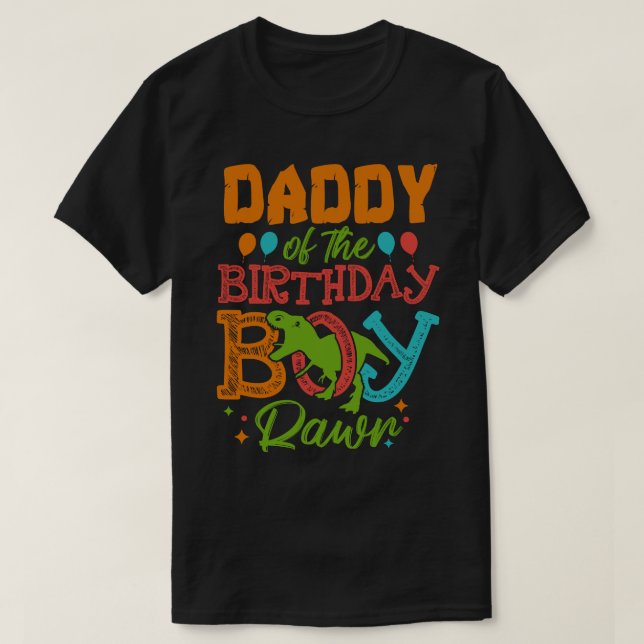 Camiseta DADDY Del Niño De Cumpleaños Rawr Dinosaur (Diseño del anverso)