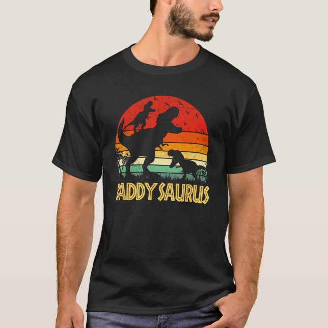Camiseta Daddy Dinosaur Daddysaurus 2 kids Fathers Day  For (Anverso)