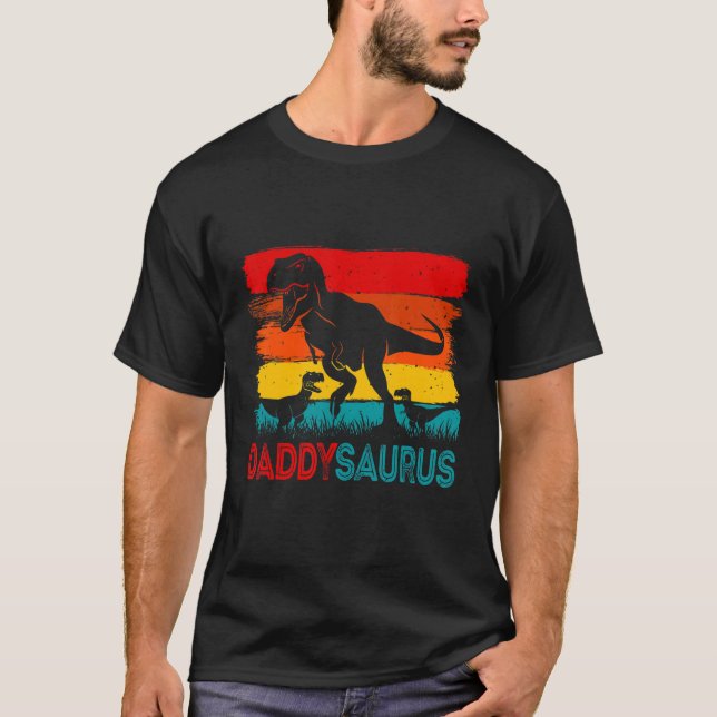 Camiseta Daddy Dinosaur Daddysaurus 2 Two kids Xmas Men Fat (Anverso)