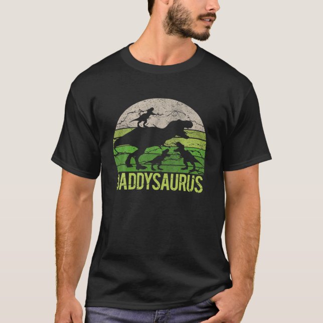 Camiseta Daddy Dinosaur Daddysaurus 3 Three Kid Gift Dad Ch (Anverso)