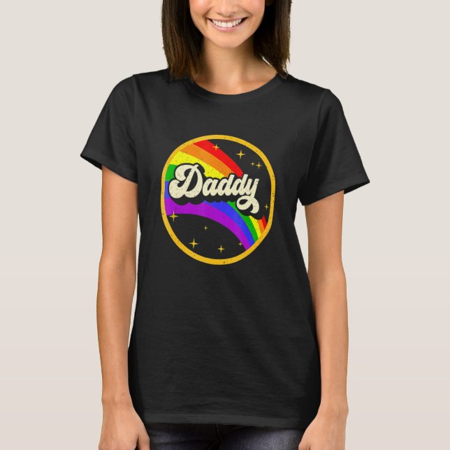 Camiseta Daddy Gay Pride Month LGBTQ Fathers Day Rainbow Fl (Anverso)
