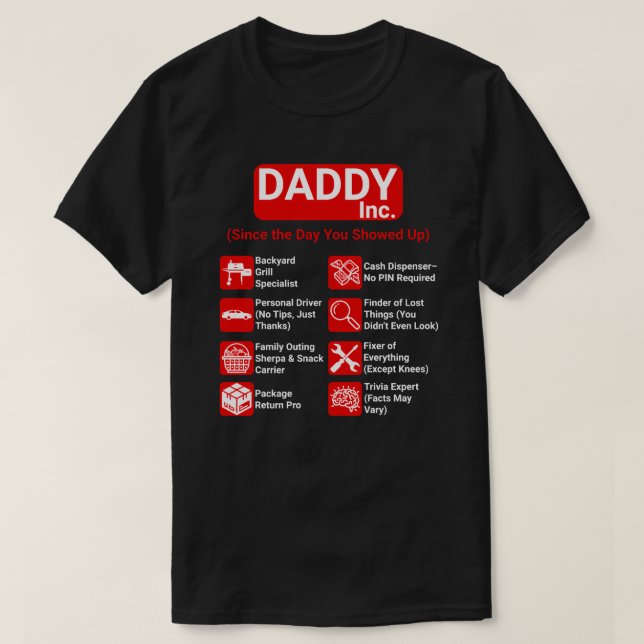 Camiseta DADDY Inc. Dia Funny de los Padres (Diseño del anverso)