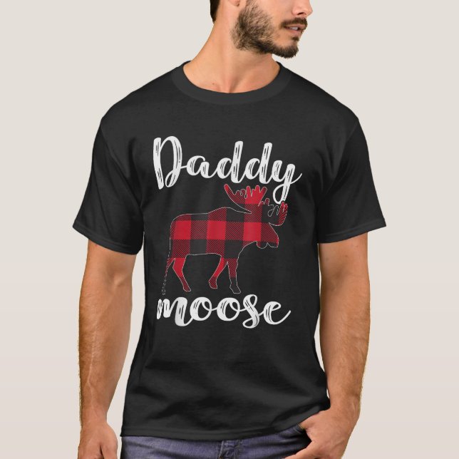Camiseta Daddy Moose Matching Family Christmas Clothes Plai (Anverso)