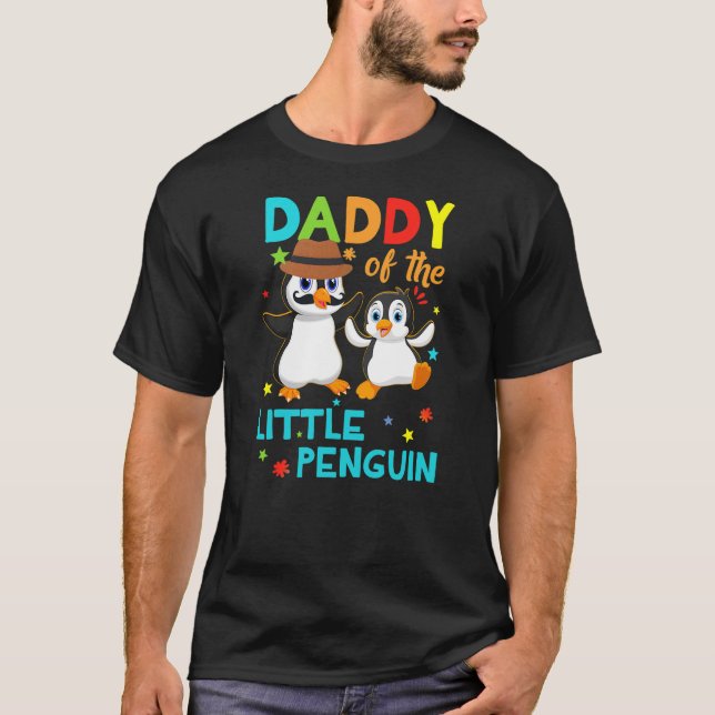 Camiseta Daddy Of Little Penguin Birthday Family Shirts Mat (Anverso)
