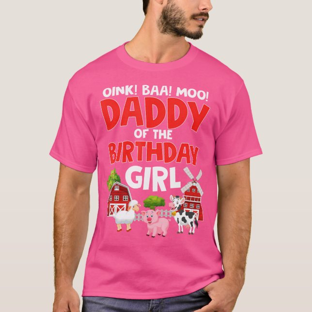 Camiseta Daddy Of The Birthday Girl Farm Animals Tractor Pa (Anverso)