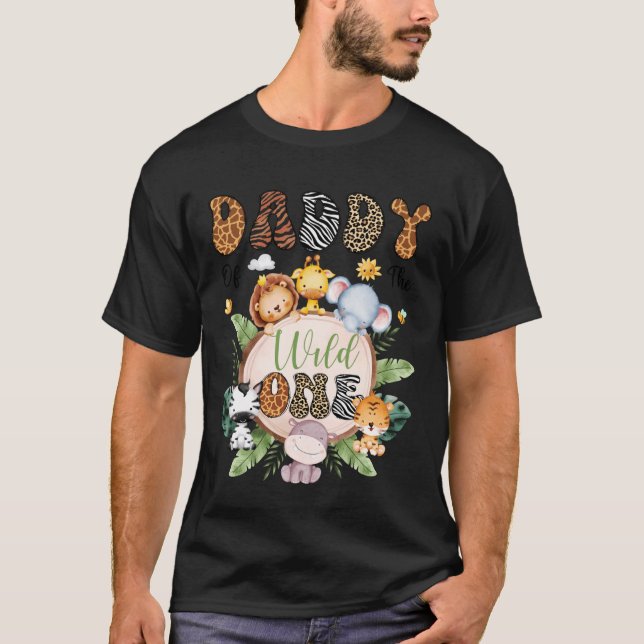 Camiseta Daddy of The Wild One 1St Birthday Safari Animal L (Anverso)