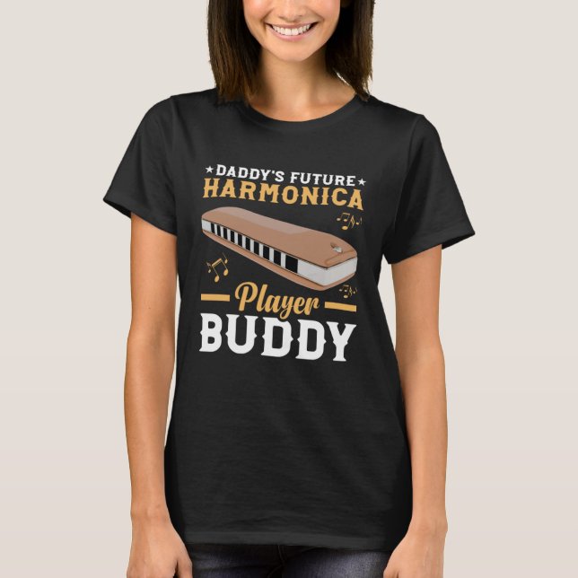 Camiseta Daddy s Future Harmonica Player Harmonica Mouth Or (Anverso)