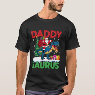 Camiseta Daddy Saurus T Rex Navidades Santa Lights