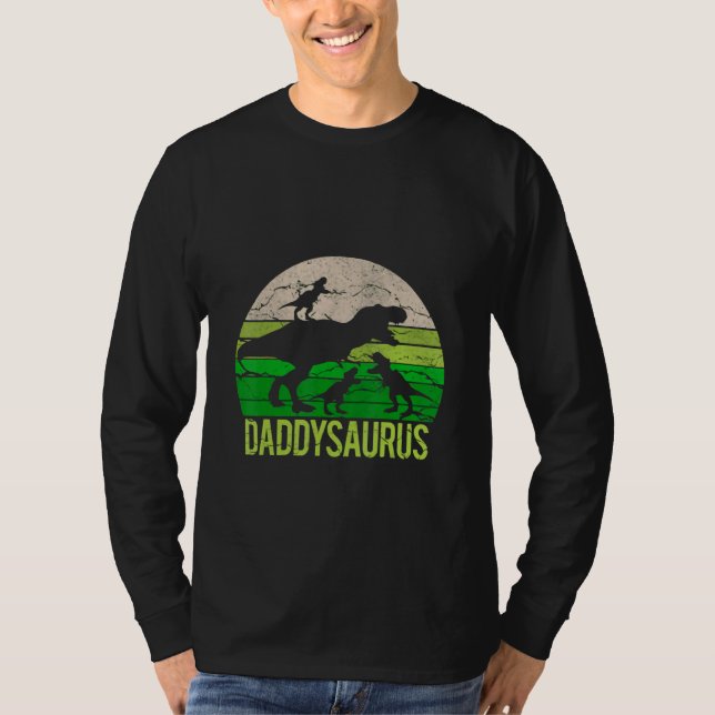 Camiseta Daddy Saurus Y Tres Babysaurus Saurus (Anverso)