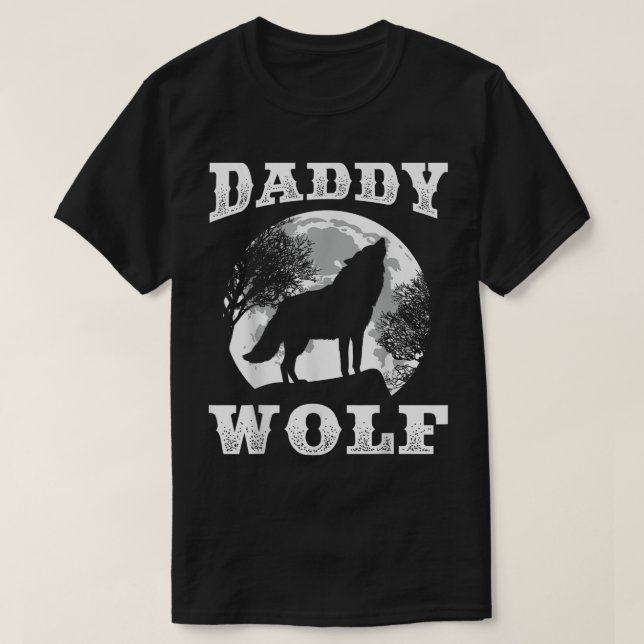 Camiseta Daddy Wolf Moon Silhouette Design (Diseño del anverso)