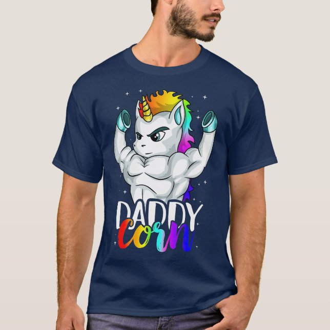 Camiseta Daddycorn Unicornio papá papá hombre familia única (Anverso)