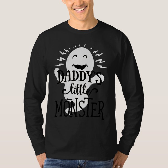Camiseta Daddy's Little Monster  Halloween  Ghost  Black Le (Anverso)