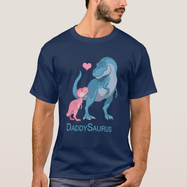 Camiseta DaddySaurus Dinosaurios T-Rex y Baby Girl (Anverso)
