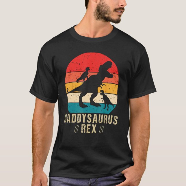 Camiseta Daddysaurus Rex 2 Kids Sunset For Fathers Day (Anverso)