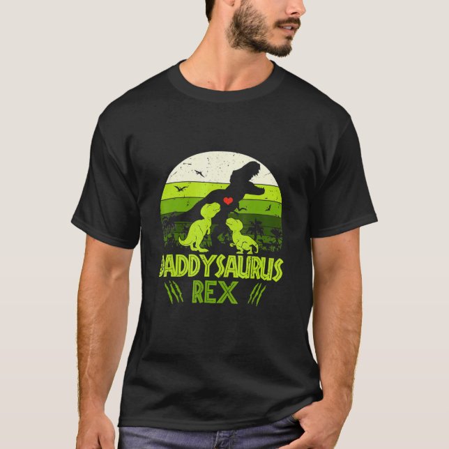 Camiseta Daddysaurus Rex 2 Niños Dinosaurio Sunset Para Pad (Anverso)