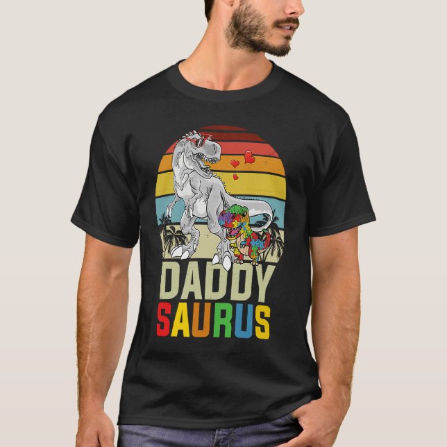 Camiseta Daddysaurus Rex Dinosaur Daddy Saurus Autism Aware (Anverso)