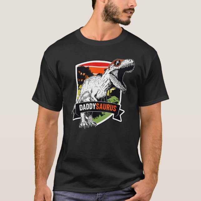 Camiseta Daddysaurus Rex Dinosaur Padre De Papá Sunset (Anverso)