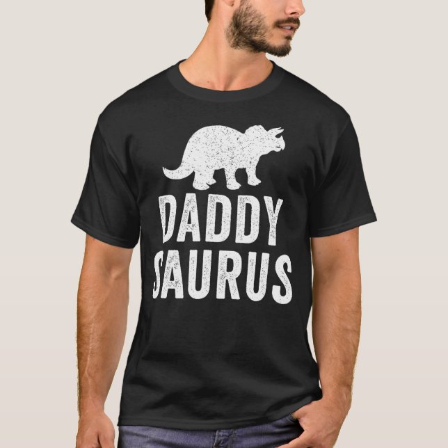 Camiseta DaddySaurus - Triceratops Dinosaur - Father's Day (Anverso)