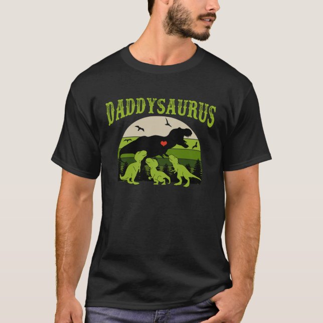 Camiseta Daddysaurus with 3 Dino Kid for Father s Day (Anverso)
