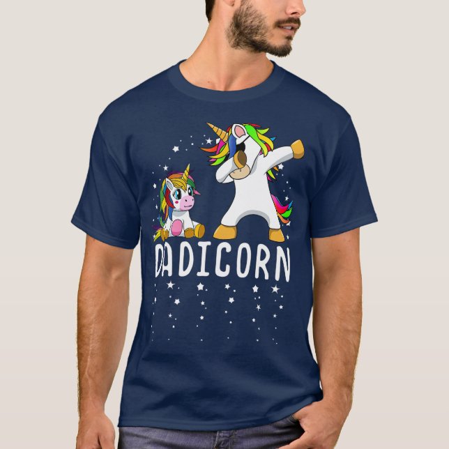 Camiseta Dadicornio, Unicornio, papá y padres bebés, Día (Anverso)