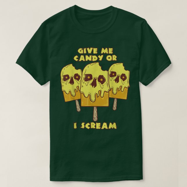 Camiseta Dadme dulces o grito divertido bollo de Halloween (Diseño del anverso)