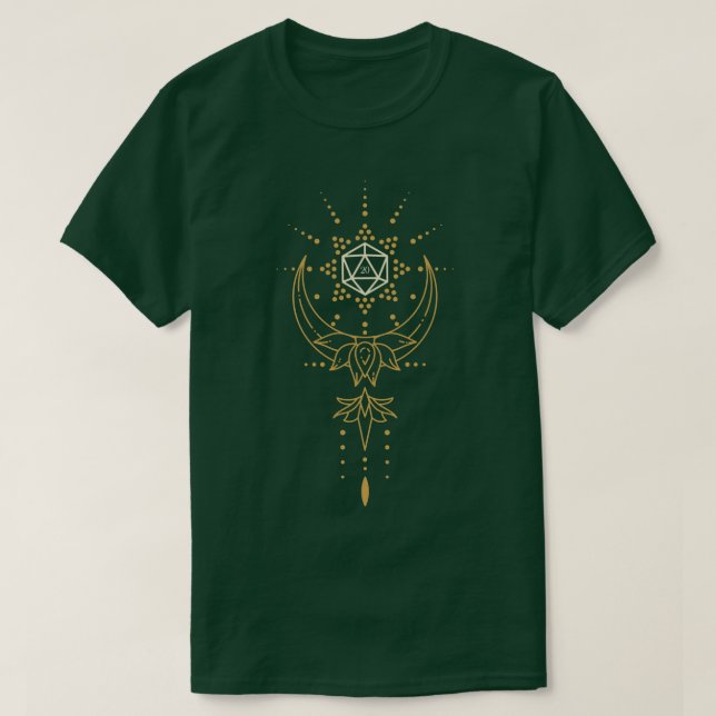Camiseta Dado D20 Poliédrico de Geometría Sagrada Loto (Diseño del anverso)