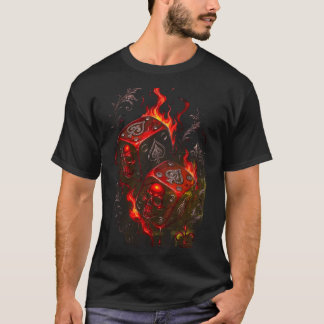 Camiseta Dados de Cráneo en Llamas - Gráfica de Rebelde de