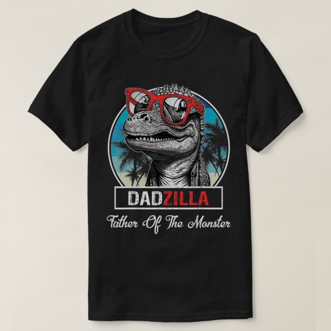 Camiseta Dadzilla Dinosaurio Hombres Gafas Padre Retro Vint (Diseño del anverso)