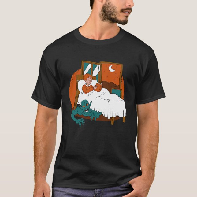 Camiseta Daemon Hiding under a kids bed  Cool Retro Story (Anverso)