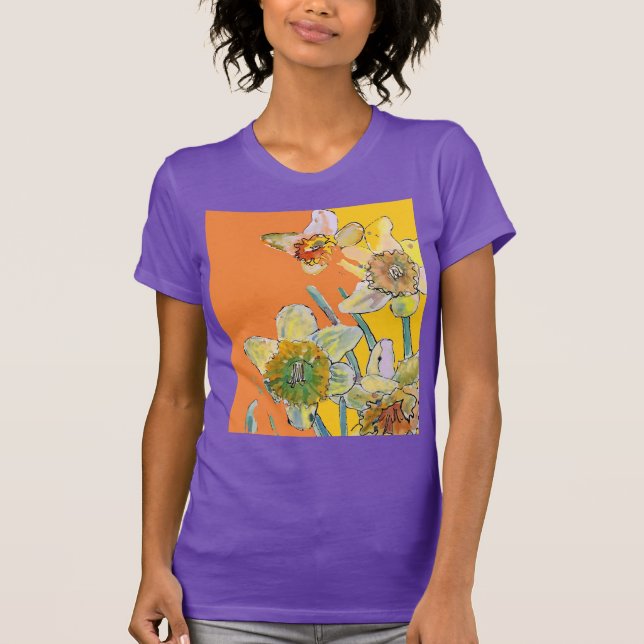 Camiseta Daffodil Diafódilo amarillo Flor acuarela floral (Anverso)