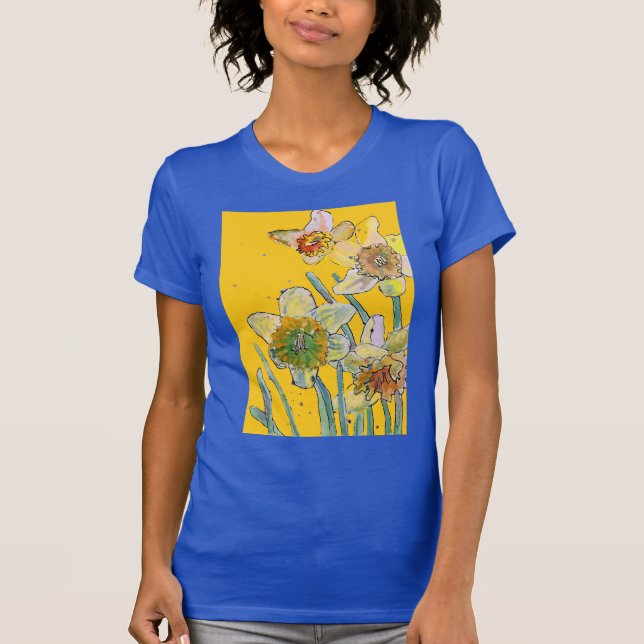Camiseta Daffodil Diafódilo amarillo Flor acuarela floral (Anverso)
