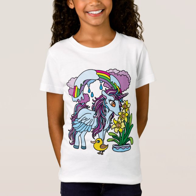 Camiseta Daffodils de primavera y unicornio (Anverso)