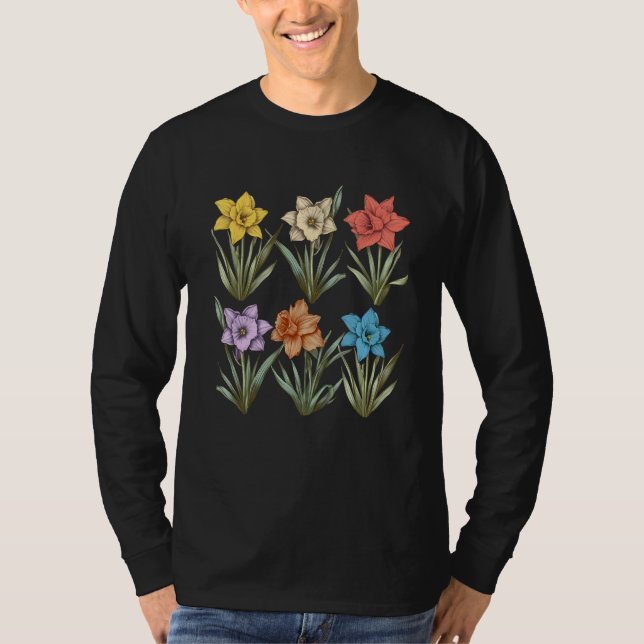 Camiseta Daffodils Inspired Botanical Flower Gardener Natur (Anverso)