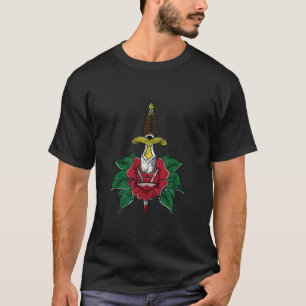 Camiseta Daga americana tradicional angustiada con rosa per