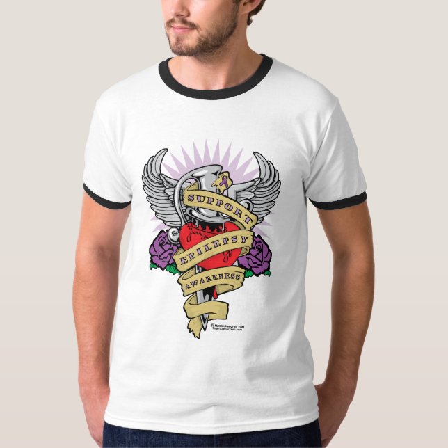 Camiseta Daga de la epilepsia y tatuaje del corazón (Anverso)