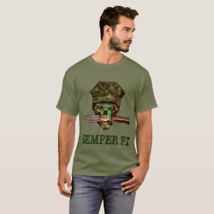 Camiseta Daga de Marino Zombie, Semper Fi, Personalizar,