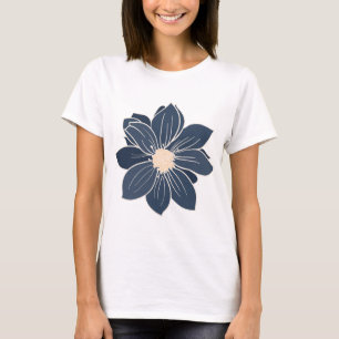 Camiseta Dahlia Flor Azul Marino