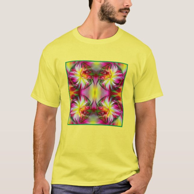 Camiseta Dahlia Flor Floral Abstrato Arte (Anverso)