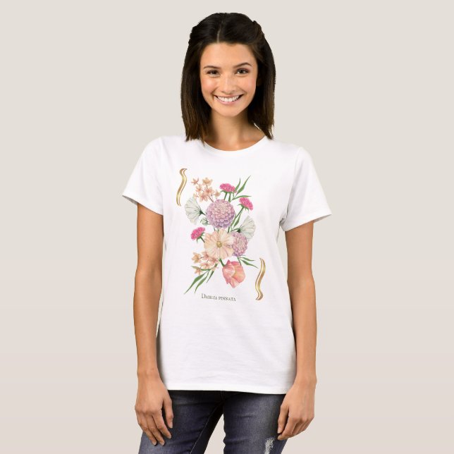 Camiseta Dahlia Floral Design – Elegant (Anverso completo)