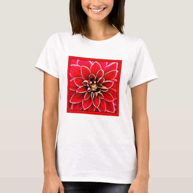 Camiseta Dahlia roja, arte digital (Anverso)