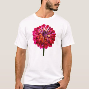 Camiseta Dahlia Roja Tintada De Amarillo