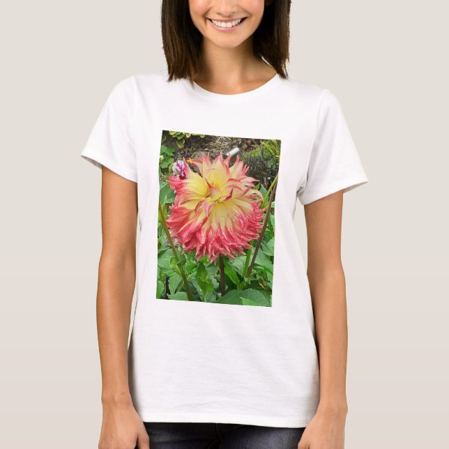 Camiseta Dahlia rosa y amarilla (Anverso)