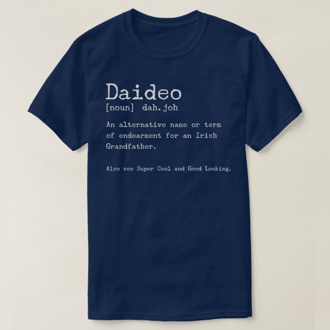 Camiseta Daideo Abuelo Definición Abuelo Irlandés o (Diseño del anverso)