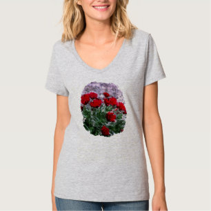 Camiseta Daisies Africanos Rojos Con Acuarela De Muro