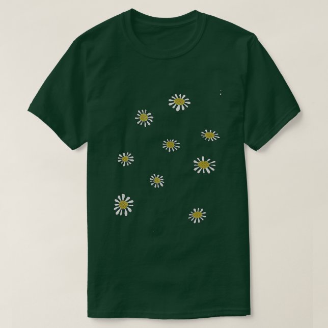 Camiseta Daisies en negro minimalista (Diseño del anverso)