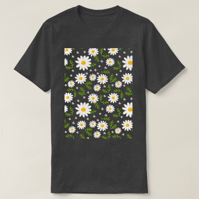 Camiseta Daisies en un fondo negro (Diseño del anverso)