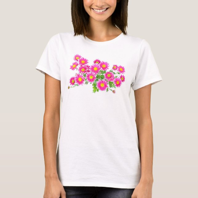 Camiseta Daisies rosados / Asters Bouquet + tus ideas (Anverso)