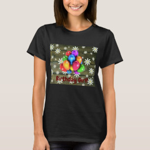 Camiseta Daisies Rustic Barn Board Fiestas Globos Cumpleaño