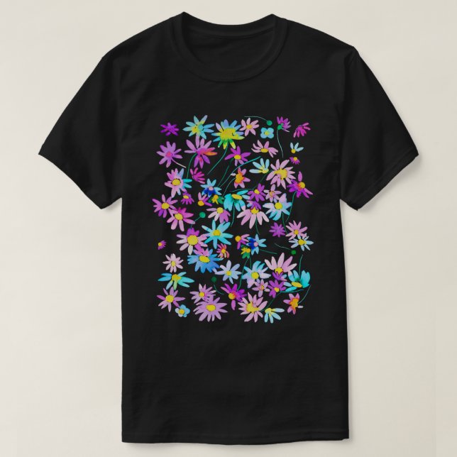Camiseta Daisies Spring Countryside Azul rosa (Diseño del anverso)